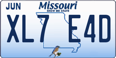 MO license plate XL7E4D