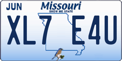 MO license plate XL7E4U