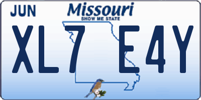 MO license plate XL7E4Y