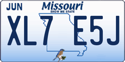 MO license plate XL7E5J