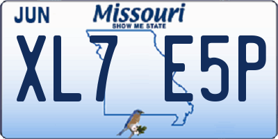 MO license plate XL7E5P
