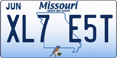 MO license plate XL7E5T