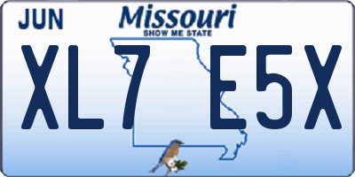 MO license plate XL7E5X