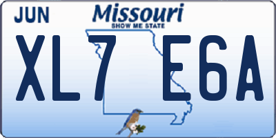 MO license plate XL7E6A