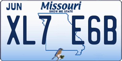 MO license plate XL7E6B