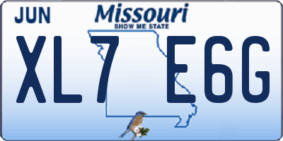 MO license plate XL7E6G