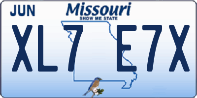 MO license plate XL7E7X