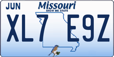 MO license plate XL7E9Z