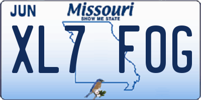 MO license plate XL7F0G