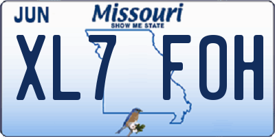 MO license plate XL7F0H