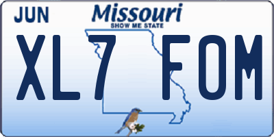 MO license plate XL7F0M