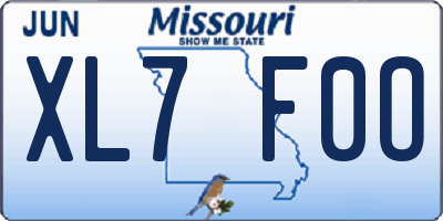 MO license plate XL7F0O
