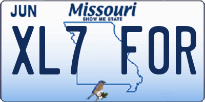 MO license plate XL7F0R