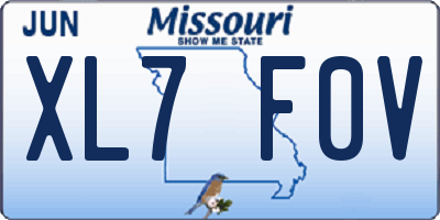 MO license plate XL7F0V