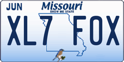 MO license plate XL7F0X