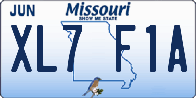 MO license plate XL7F1A