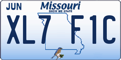 MO license plate XL7F1C