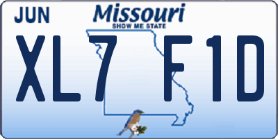 MO license plate XL7F1D