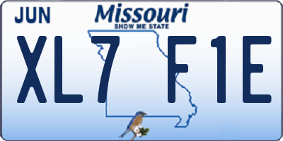 MO license plate XL7F1E