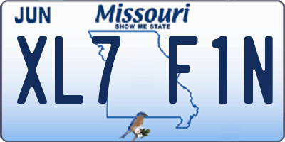 MO license plate XL7F1N
