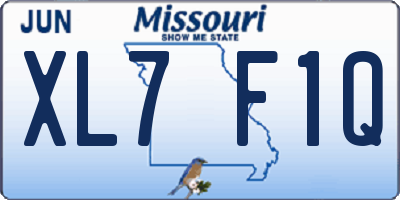 MO license plate XL7F1Q