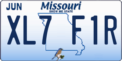 MO license plate XL7F1R