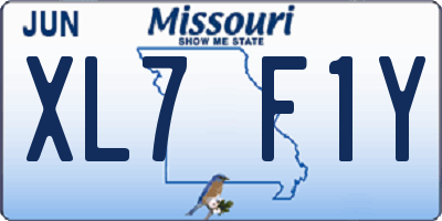 MO license plate XL7F1Y