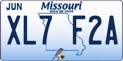 MO license plate XL7F2A