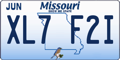 MO license plate XL7F2I