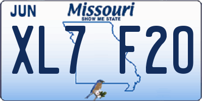 MO license plate XL7F2O