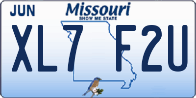 MO license plate XL7F2U