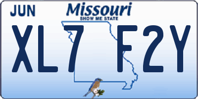 MO license plate XL7F2Y