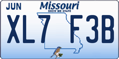 MO license plate XL7F3B