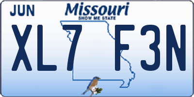 MO license plate XL7F3N