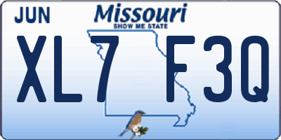 MO license plate XL7F3Q