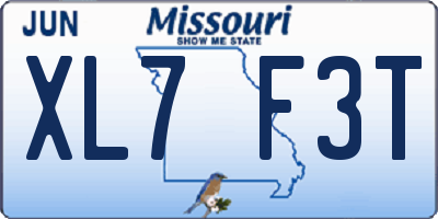 MO license plate XL7F3T