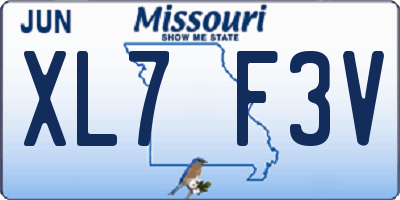 MO license plate XL7F3V
