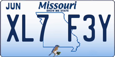 MO license plate XL7F3Y