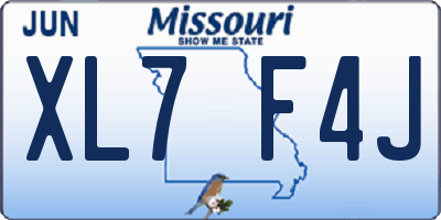 MO license plate XL7F4J