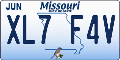 MO license plate XL7F4V