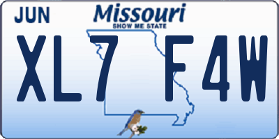 MO license plate XL7F4W