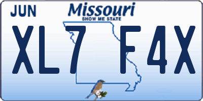 MO license plate XL7F4X