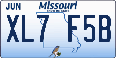 MO license plate XL7F5B