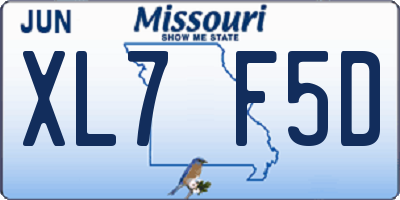 MO license plate XL7F5D