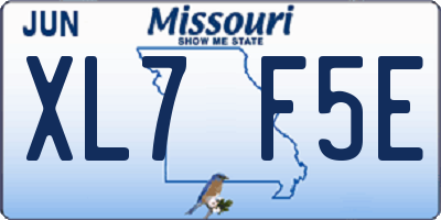 MO license plate XL7F5E