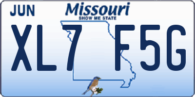 MO license plate XL7F5G