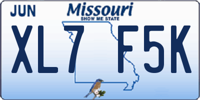 MO license plate XL7F5K