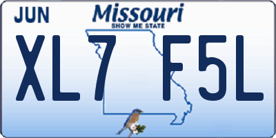 MO license plate XL7F5L