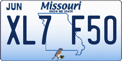 MO license plate XL7F5O