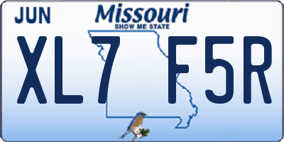 MO license plate XL7F5R